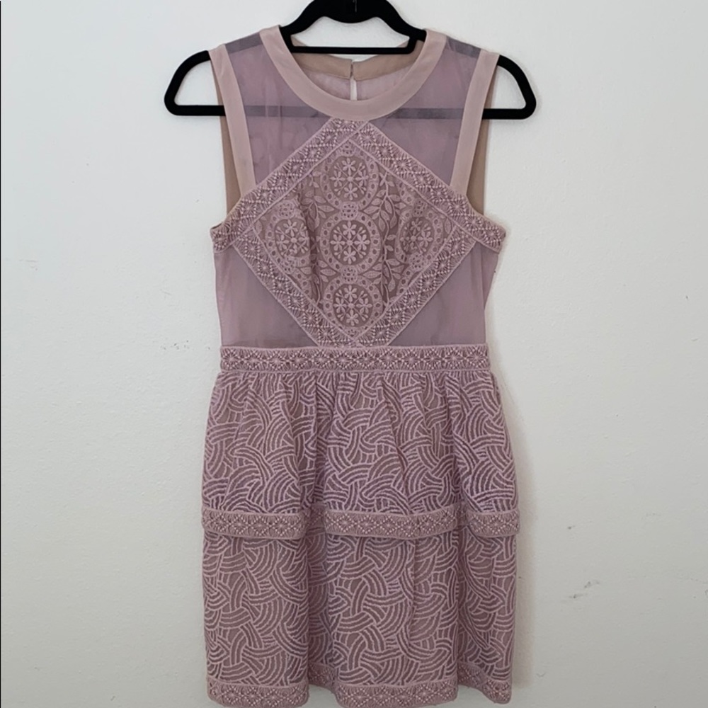 BCBGMaxAzria Lavender & Lace Cocktail Dress